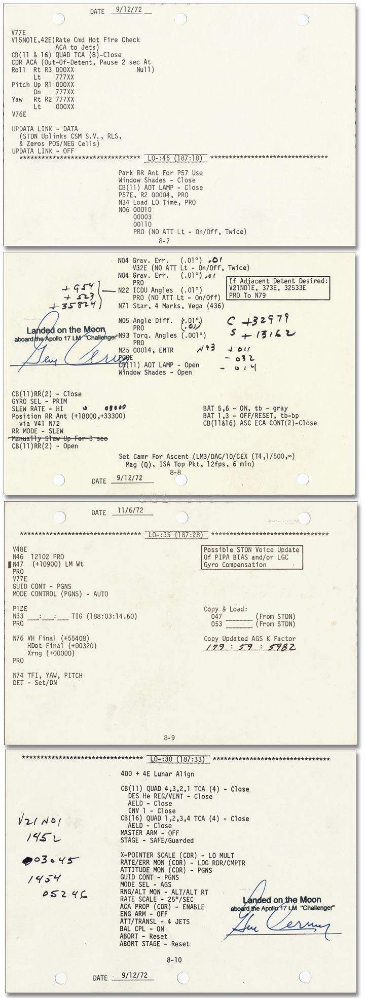 Apollo 17 Flown ChecklistS