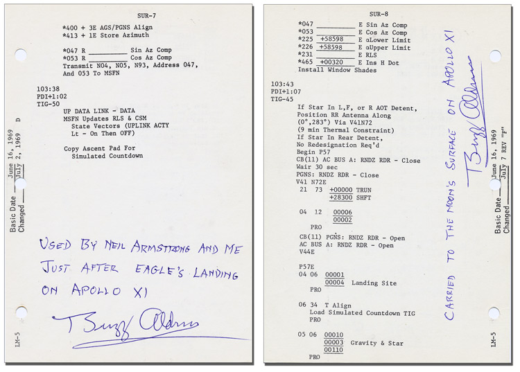 Apollo 11 Lunar Surface Checklist 2
